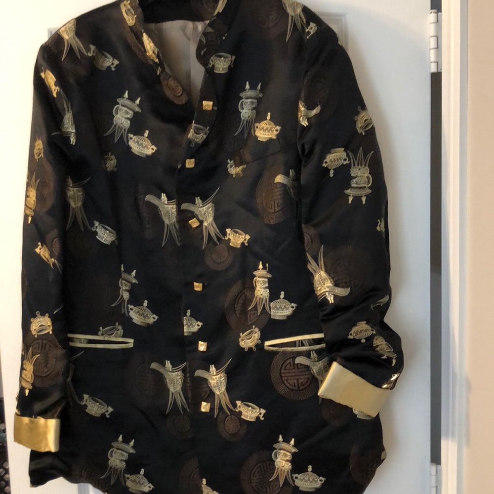 Men’s large vintage Asian empire smoking jacket